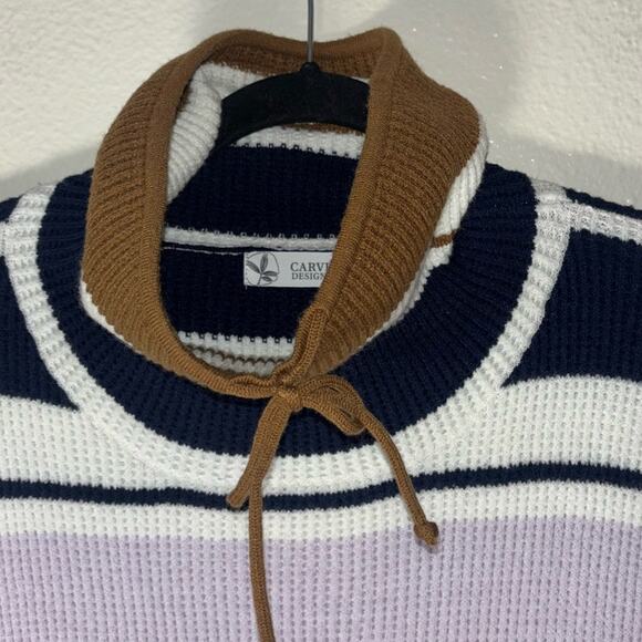 NEW Carve Designs Rockvale Sweater Cowl Neck Striped Thumb Holes Women's Size L - Picture 16 of 16